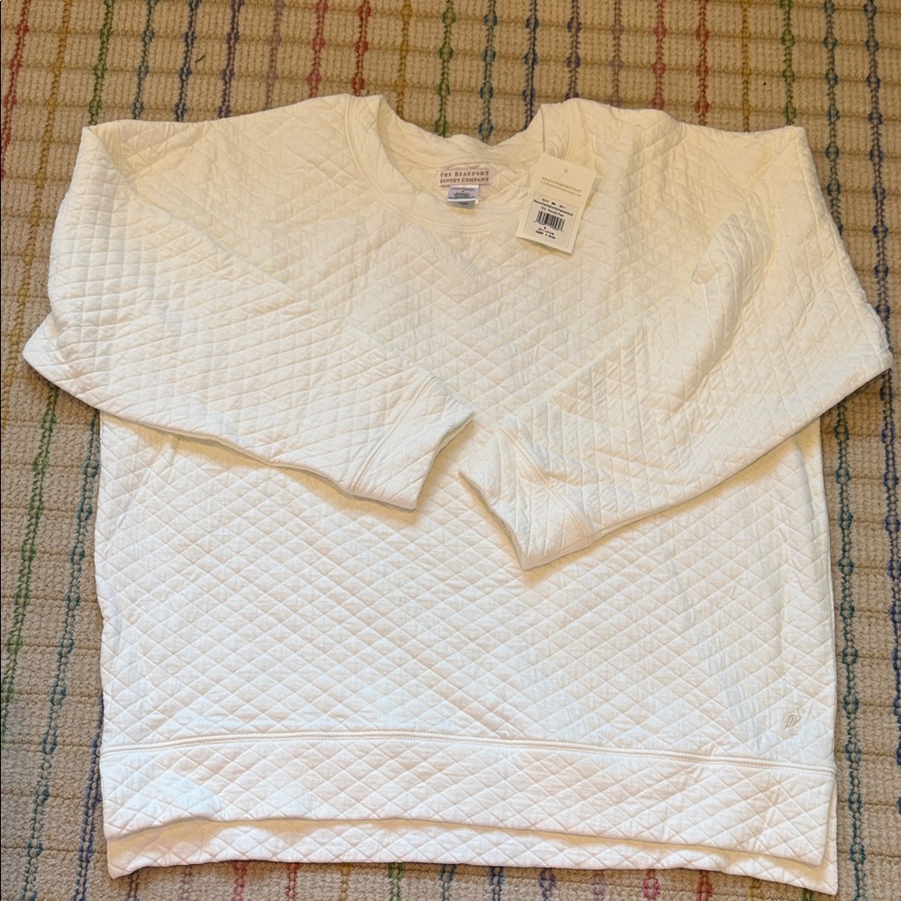 The Beaufort Bonnet Company Men's Cream Quilted Crewneck Sweater